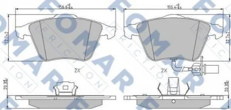 Колодки гальмівні дискові для Skoda, Audi, Volkswagen, Seat FOMAR FO 912281 фото товару