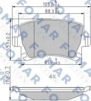 Колодки гальмівні дискові для Audi, Volkswagen, Skoda, Seat FOMAR FO 912381 фото товару