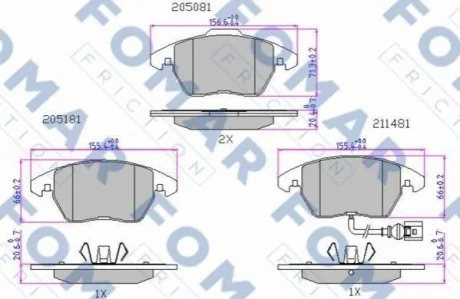 Колодки гальмівні дискові для FOMAR FO 912981 фото товару