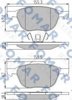 Колодки гальмівні дискові для FOMAR FO 914581 фото товару