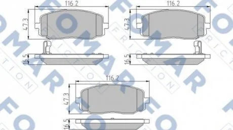Колодки гальмівні дискові для Hyundai, KIA, Dodge FOMAR FO 932281 фото товару