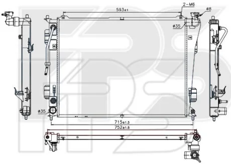 Радіатор охолодження для KIA, Hyundai FPS FP 32 A909 фото товару