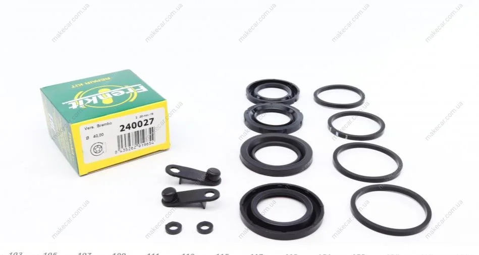 <strong>Ремкомплект гальмівного супорта MERCEDES-BENZ ML W163 98-05, CLK W209 02-10, CLS C219 03-10, E-Class W211 02-09, S-Class W220 98-06, CL C215 99-06, C-Class W203 00-07, SL R230 01-11, SLK R171 04-11; PEUGEOT 807 02-14; CITROEN C8 02-14; OPEL Astra J 1 FRENKIT 240027 (фото 1)</strong>