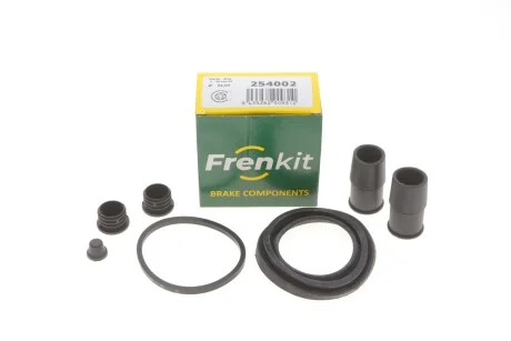 Ремкомплект гальмівного супорта VW Golf VI 09-14; AUDI A3 03-12; SKODA Octavia A5 04-13; FORD Fiesta 96-01; SEAT Leon 05-12; FIAT Doblo 00-09; KIA Sephia 97-04; BMW Z4 E85-86 02-08; OPEL Omega B 93-03; VOLVO 480 86-95; PORSCHE 928 77-95; ALFA ROMEO 1 для FRENKIT 254002 фото товару