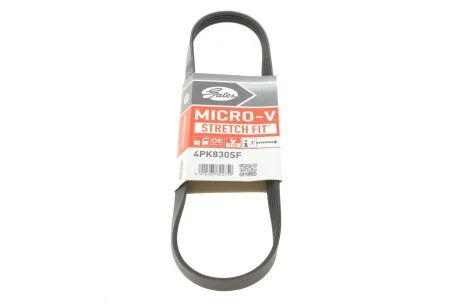 Ремень поликлиновой Gates для Chevrolet, Toyota, Nissan, Hyundai, Suzuki GATES 4PK830SF фото товара