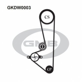 Ремонтний комплект для заміни паса газорозподільчого механізму GMB GKDW0003 фото товару