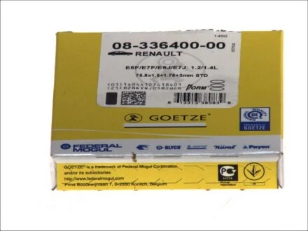 Комплект кілець на поршень для GOETZE 08-336400-00 фото товару