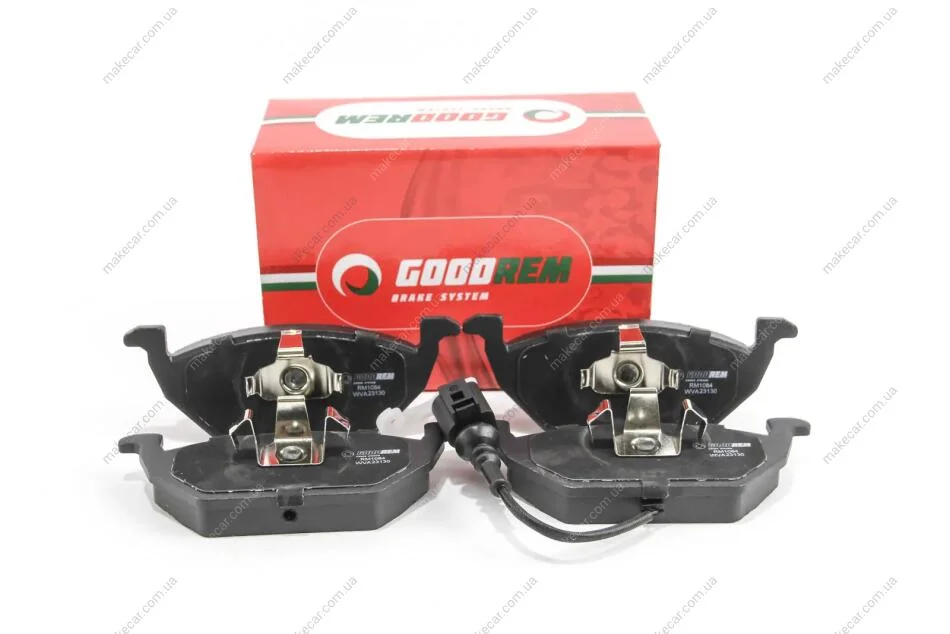<strong>Гальмівні колодки пер. Caddy III/Golf V/Octavia/A3 03- (з датчиком) Goodrem RM1084 (фото 1)</strong>