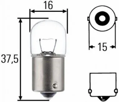 Лампа розжарювання, R5W 24V 5W BA 15s для Mercedes HELLA 8GA 002 071-241 фото товару