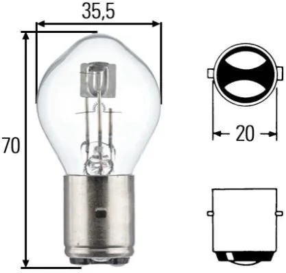<strong>Лампа розжарювання S2 12V 35/35W BA20d HELLA 8GD002084131 (фото 1)</strong>