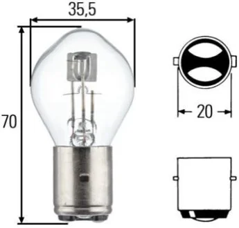 Лампа розжарювання S2 12V 35/35W BA20d для HELLA 8GD002084131 фото товару