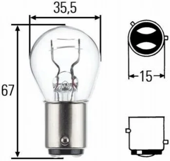 P21/4W 12V 4W Лампа розжарювання (блістер 2 шт) для HELLA 8GD 004 772-123 фото товару