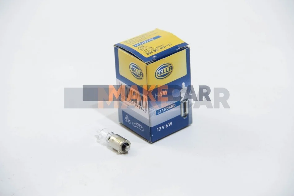 <strong>Лампа розжарювання H6W 12V 6W BAX 9s MERCEDES 8GH007643121 HELLA 8GH007643-121 (фото 1)</strong>