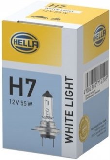 Лампа розжарювання, H7 12V 55W PX26d WL 4200K White Light HELLA 8GH 223 498-131 (фото 1)