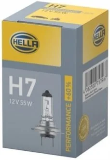 Лампа розжарювання, H7 12V 55W PX26d, +60% для HELLA 8GH223498231 фото товару