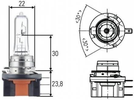 Лампа розжарювання, H15, 55/15W 12V для HELLA 8GJ 168 119-001 фото товару