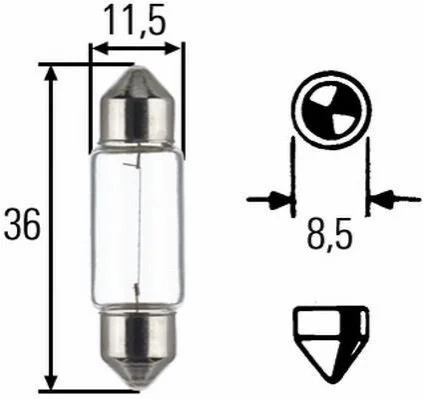 <strong>C5W 12V 5W Лампа розжарювання (блістер 2 шт) STANDARD HELLA 8GM 002 092-123 (фото 1)</strong>