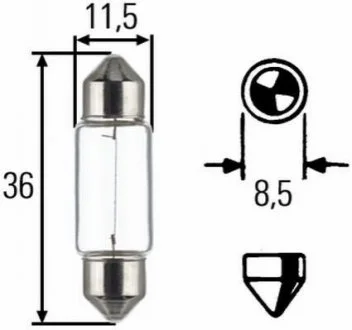 C5W 12V 5W Лампа розжарювання (блістер 2 шт) STANDARD для HELLA 8GM 002 092-123 фото товару