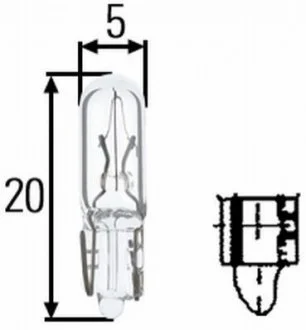 Лампа розжарювання, W1,2W 24V 1,2W W 2 x 4,6d для HELLA 8GP 002 095-241 фото товару