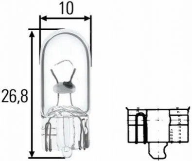Лампа розжарювання, W3W 24V 3W W 2,1 x 9,5d для Mercedes HELLA 8GP 003 594-241 фото товару