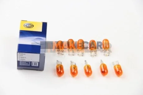 Лампа розжарювання, WY5W 12V 5W W 2,1 x 9,5d Amber SIGNEDA 8GP003594541 для HELLA 8GP003594-541 фото товару