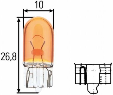 WY5W 12V 5W Лампа розжарювання вказівника повороту (жовтий) STANDARD (блістер 2 шт) HELLA 8GP 003 594-543 фото товара