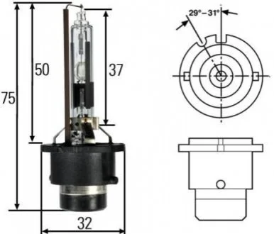 Лампа газорозрядна D2R, 35W, Pk32d-3 для HELLA 8GS007001151 фото товару