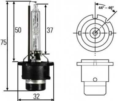 D2S 24V/12V 35W Лампа XENON 5000 K для HELLA 8GS 007 949-251 фото товару