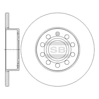 Диск гальмівний (кратно 2) задній Audi A3 (06-) (D=259.8mm)  HI-Q для Hi-Q (SANGSIN) SD5407 фото товару