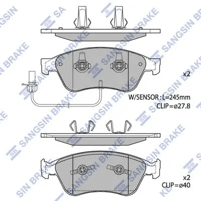 <strong>Колодки гальмівні передні Audi A6 (06-), A8 (03-), VW Phaeton (3D) (02-) HI-Q Hi-Q (SANGSIN) SP1693 (фото 1)</strong>