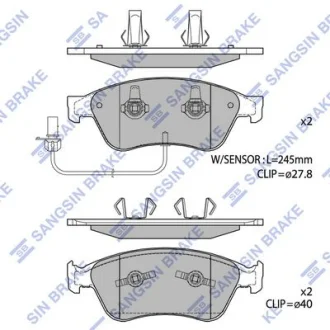 Колодки гальмівні передні Audi A6 (06-), A8 (03-), VW Phaeton (3D) (02-) HI-Q для Hi-Q (SANGSIN) SP1693 фото товару