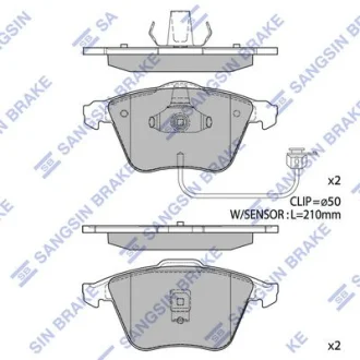 Колодки гальмівні передні Audi A6 (4B2,C5) (-05) HI-Q для Hi-Q (SANGSIN) SP1705 фото товару