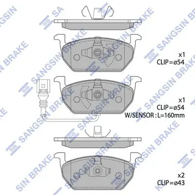 <strong>Колодки гальмівні передні Seat Leon (12-), Skoda Octavia (12-), VW Golf VII (12-) HI-Q Hi-Q (SANGSIN) SP1736 (фото 1)</strong>