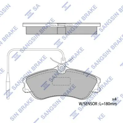 <strong>Колодки тормозные передние Citroen Xsara, Picasso (99-), Peugeot 206 (00-) Hi-Q (SANGSIN) SP1743A (фото 1)</strong>