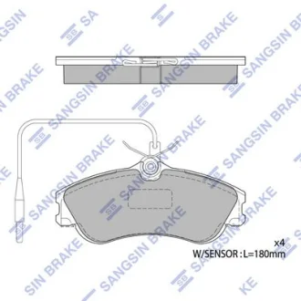 Колодки гальмівні передні Citroen Xsara, Picasso (99-), Peugeot 206 (00-) HI-Q для Hi-Q (SANGSIN) SP1743A фото товару
