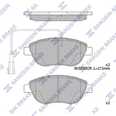 <strong>Колодки гальмівні передні Fiat Liana (07-), Punto (05-), Fiat 500 (08-) HI-Q Hi-Q (SANGSIN) SP1746 (фото 1)</strong>