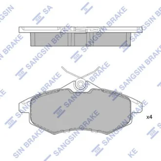 Колодки гальмівні передні (p/spring 4шт) Citroen C2 (JM) (03-), C3 I (FC) (02-) HI-Q для Hi-Q (SANGSIN) SP1747 фото товару