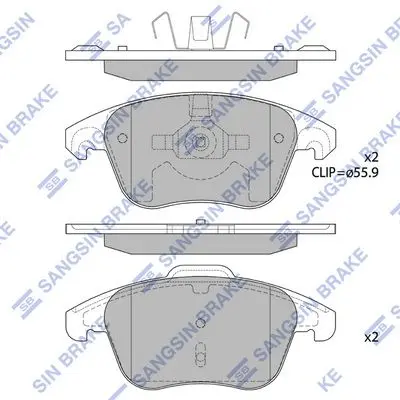 <strong>Колодки гальмівні передні Citroen C4 II (B7) (09-), DS4 (11-), Peugeot 208, 307, 308, 3008 HI-Q Hi-Q (SANGSIN) SP1830A (фото 1)</strong>
