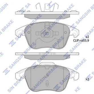 Колодки гальмівні передні Citroen C4 II (B7) (09-), DS4 (11-), Peugeot 208, 307, 308, 3008 HI-Q для Hi-Q (SANGSIN) SP1830A фото товару
