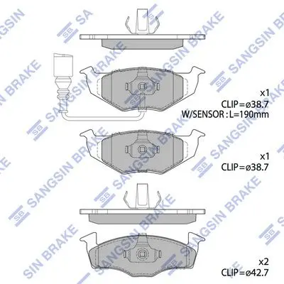 <strong>Колодки гальмівні передні Skoda Fabia (10-), Roomster (07-), VW Polo (9N) (02-) HI-Q Hi-Q (SANGSIN) SP1857A (фото 1)</strong>