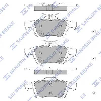 <strong>Колодки гальмівні задні (дискові) Ford C-MAX II EcoBoost (12-), Ford Focus III (12-), Volvo C30 (06-) HI-Q Hi-Q (SANGSIN) SP1947 (фото 1)</strong>