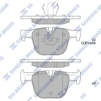 Колодки гальмівні задні (дискові) BMW 3 (F30, F35, F80) (11-) HI-Q для Hi-Q (SANGSIN) SP1952 фото товару