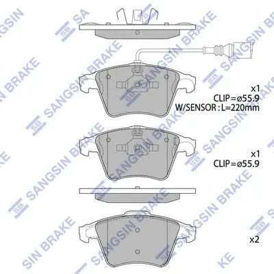<strong>Колодки гальмівні передні VW Multivan V 16inch (09-) HI-Q Hi-Q (SANGSIN) SP1979 (фото 1)</strong>