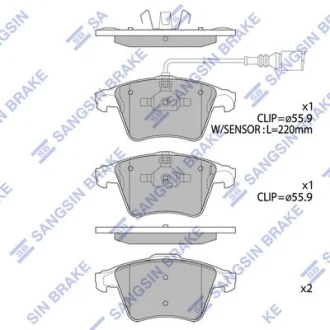 Колодки гальмівні передні VW Multivan V 16inch (09-) HI-Q для Hi-Q (SANGSIN) SP1979 фото товару