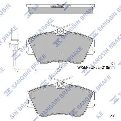 <strong>Колодки тормозные передние VW Transporter IV (70XB,70XC,7DB,7DW) (-03) Hi-Q (SANGSIN) SP1985 (фото 1)</strong>