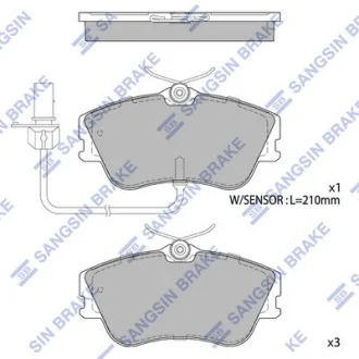 Колодки гальмівні передні VW Transporter IV (70XB,70XC,7DB,7DW) (-03) HI-Q для Hi-Q (SANGSIN) SP1985 фото товару