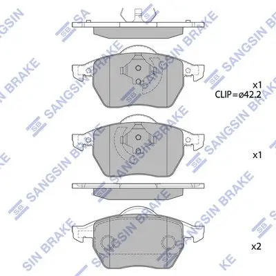 <strong>Колодки гальмівні передні Audi A3 (8L1) (-03), Skoda Octavia (-10), VW GOLF III, IV HI-Q Hi-Q (SANGSIN) SP2097A (фото 1)</strong>