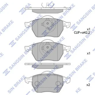 Колодки гальмівні передні Audi A3 (8L1) (-03), Skoda Octavia (-10), VW GOLF III, IV  HI-Q для Hi-Q (SANGSIN) SP2097A фото товару