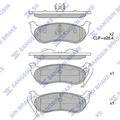 <strong>Колодки гальмівні задні Jeep Wrangler (05-), Cherokee (-08), Rubicon (TJ) (-07) HI-Q Hi-Q (SANGSIN) SP4167 (фото 1)</strong>