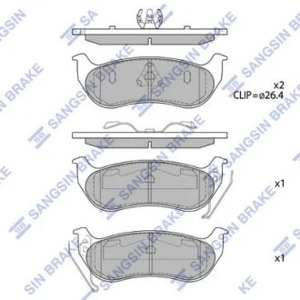 Колодки гальмівні задні Jeep Wrangler (05-), Cherokee (-08), Rubicon (TJ) (-07) HI-Q для Jeep Hi-Q (SANGSIN) SP4167 фото товару